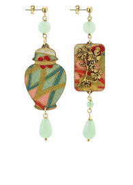 earrings-vase-silk-and-green-jade-leather